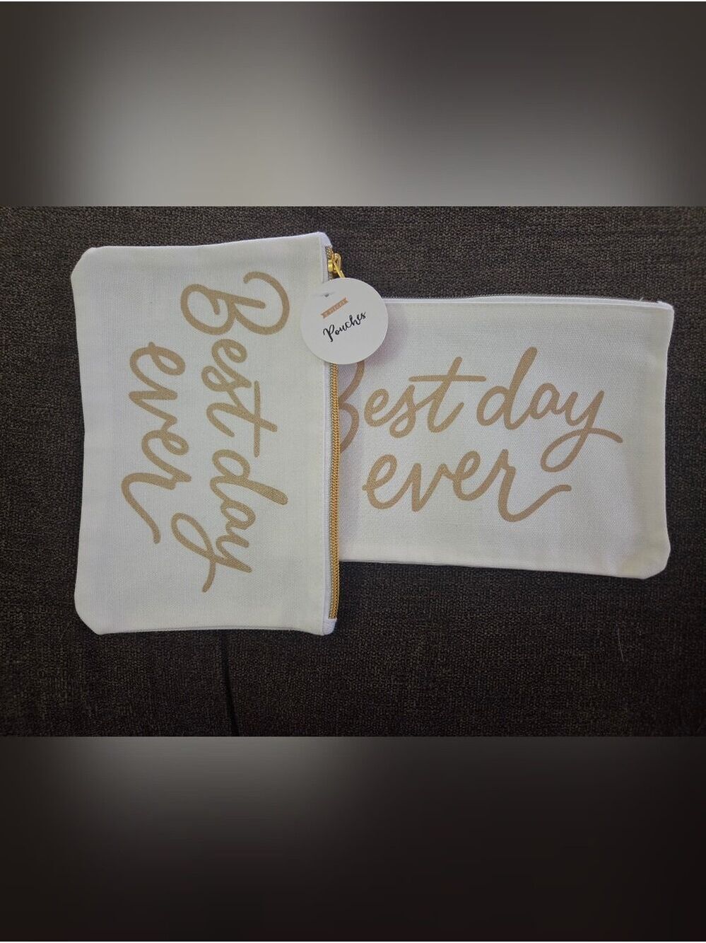 NWT Best Day Ever 2-Piece Canvas Cosmetic Pouch Set